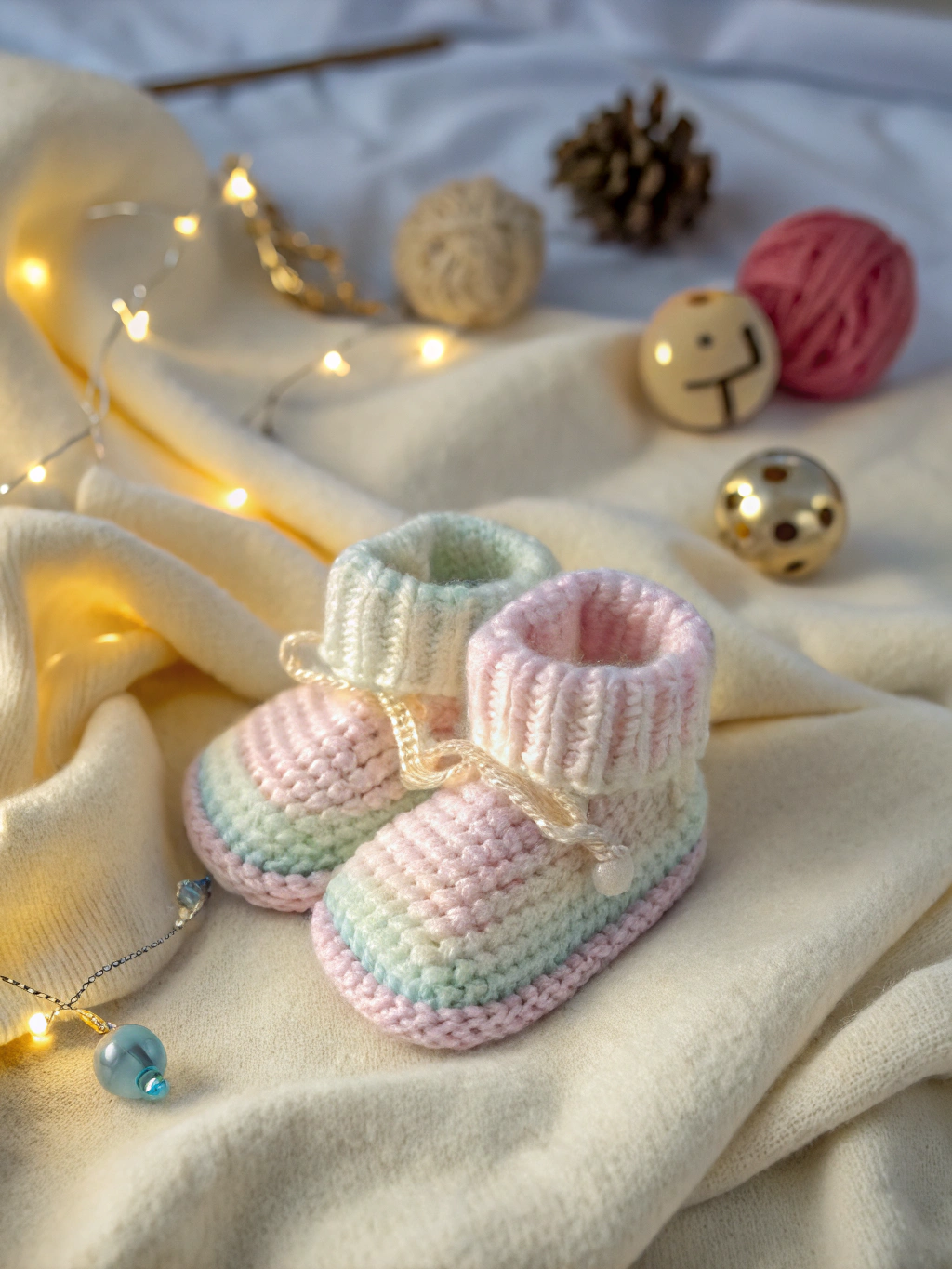 Tiny knitted baby shoes