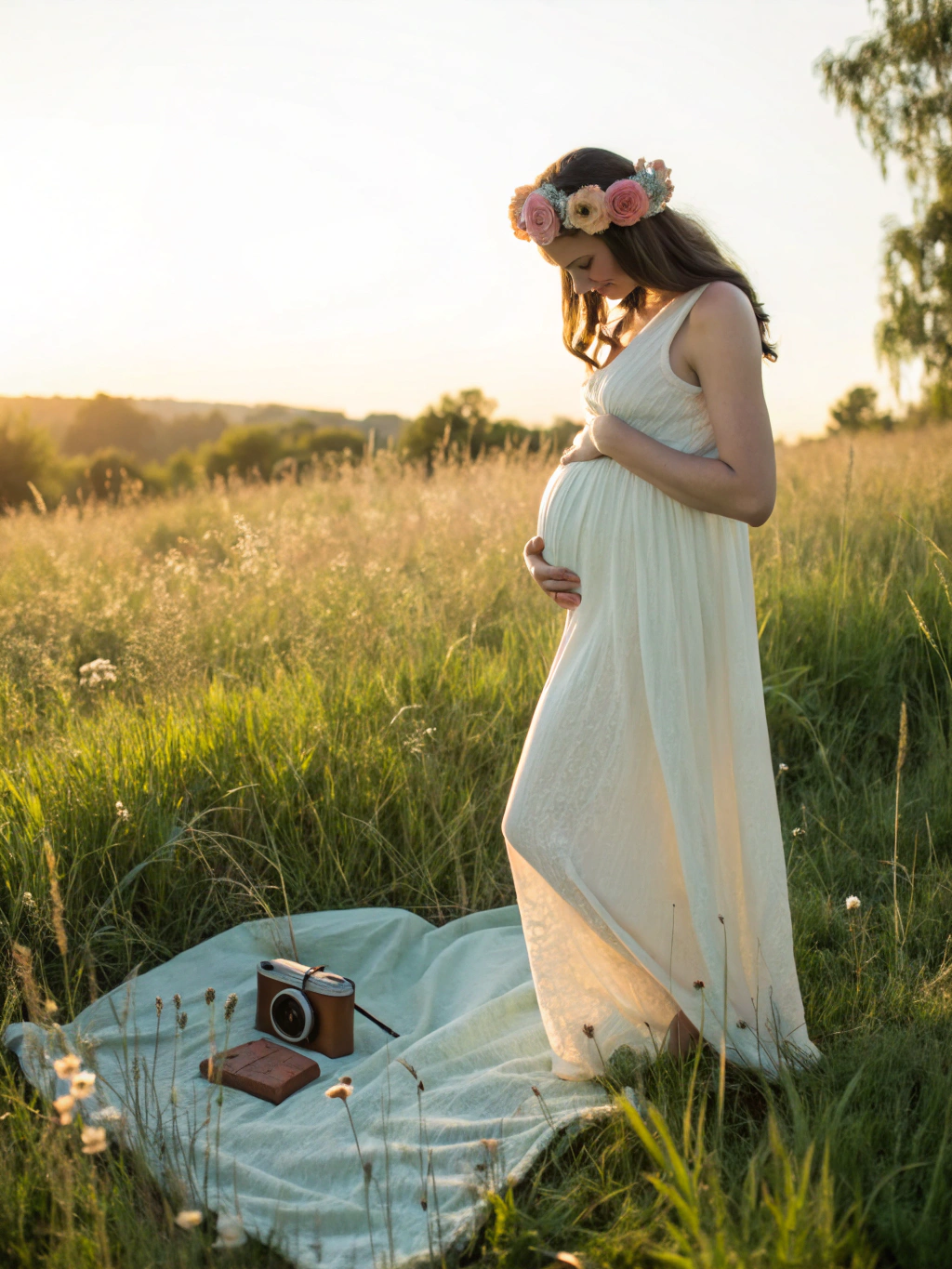 Parents laughing in a field