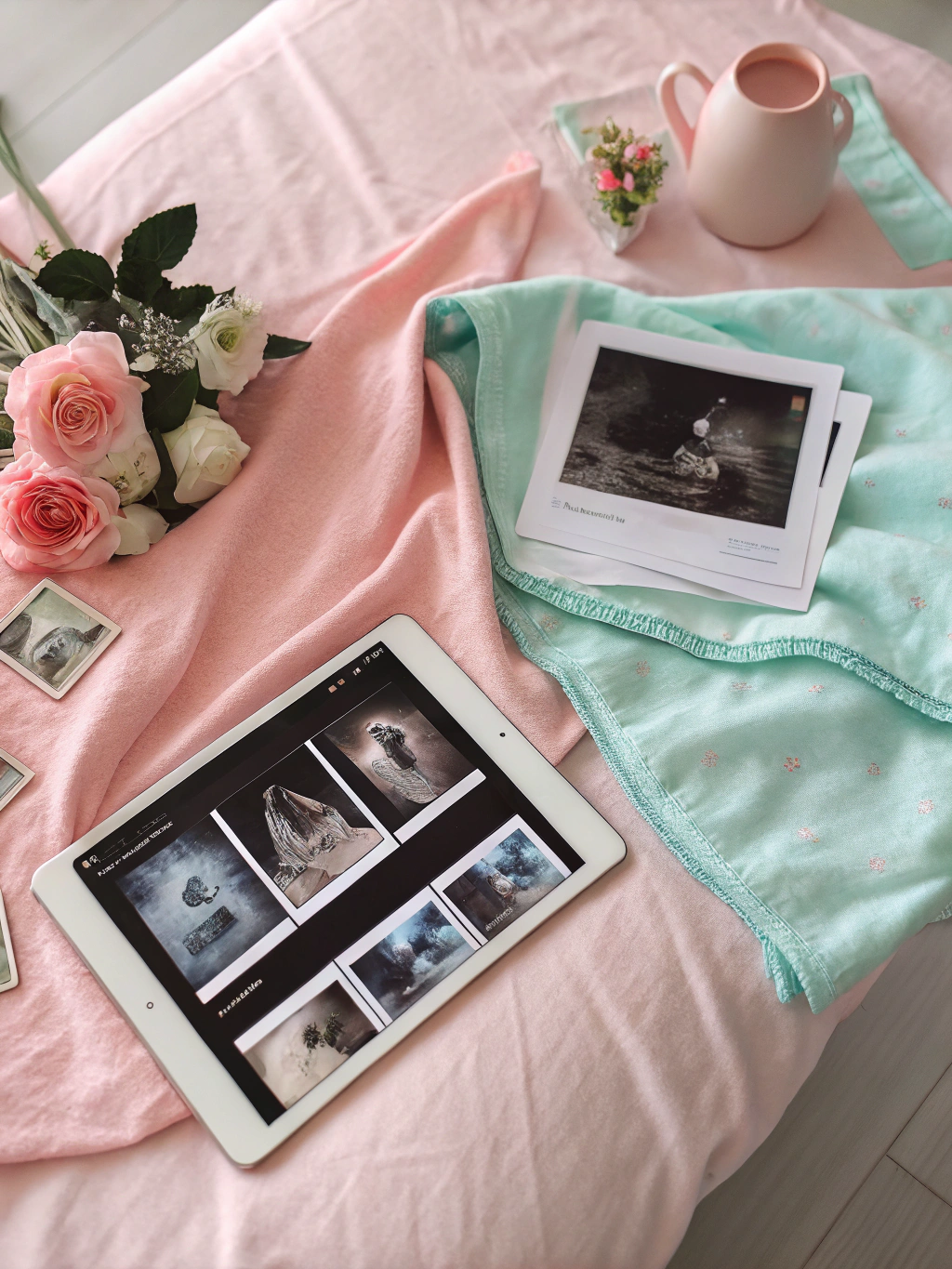 Ultrasound photo on a wooden table